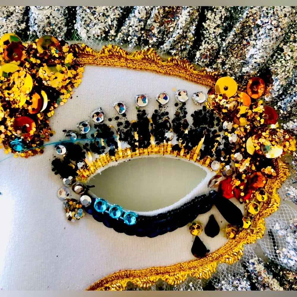 Eye mask costume Carnevale,Masquerade Mardi Gras Embellished eye mask feathers